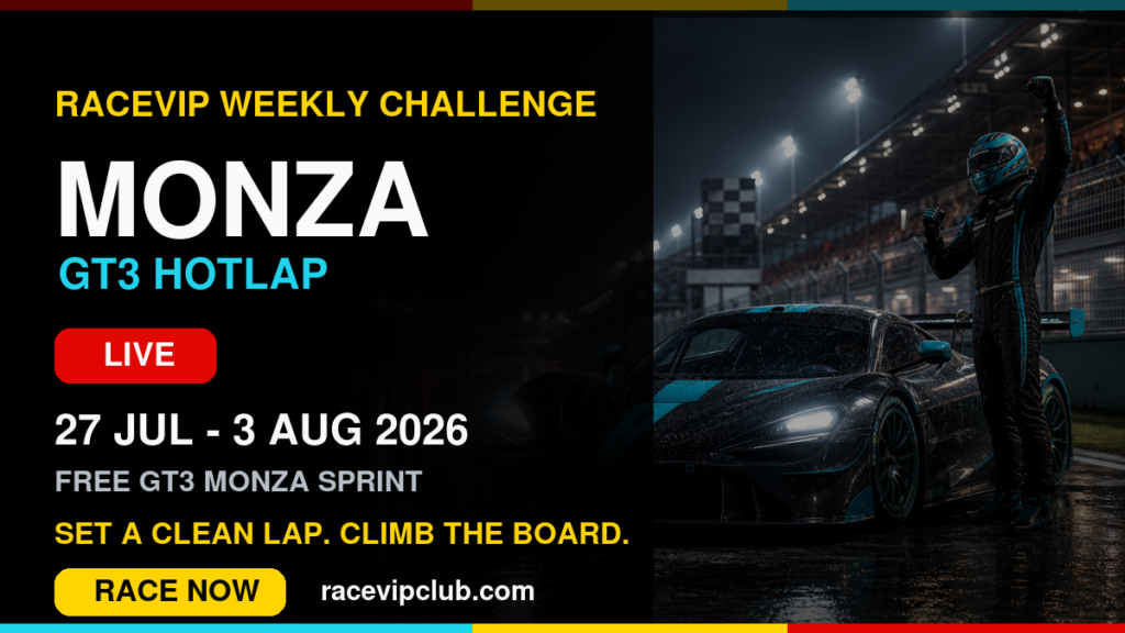 Monza GT3 weekly challenge launch, 27 July to 3 August 2026